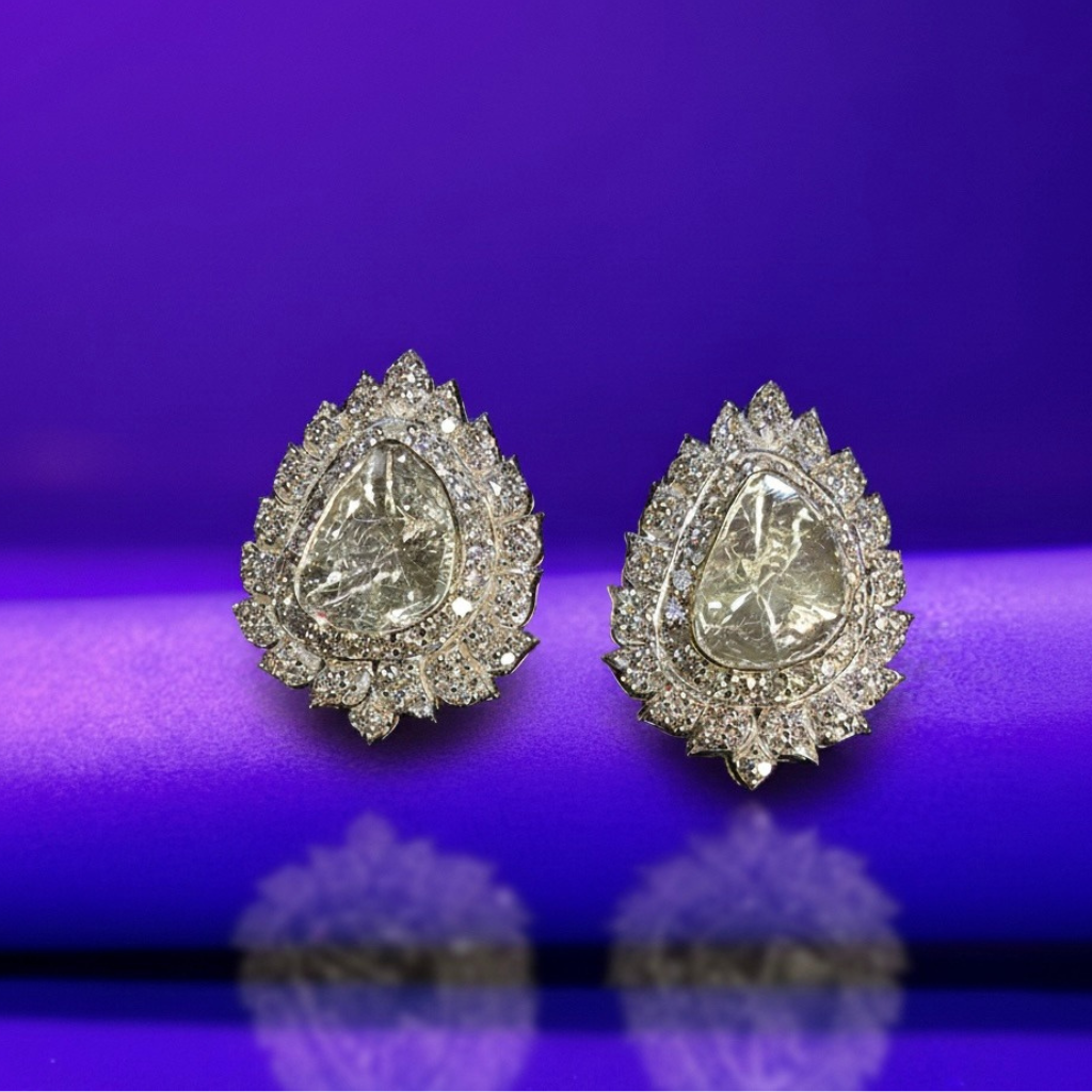 Noor Polki Solitaire Earrings - Image 1