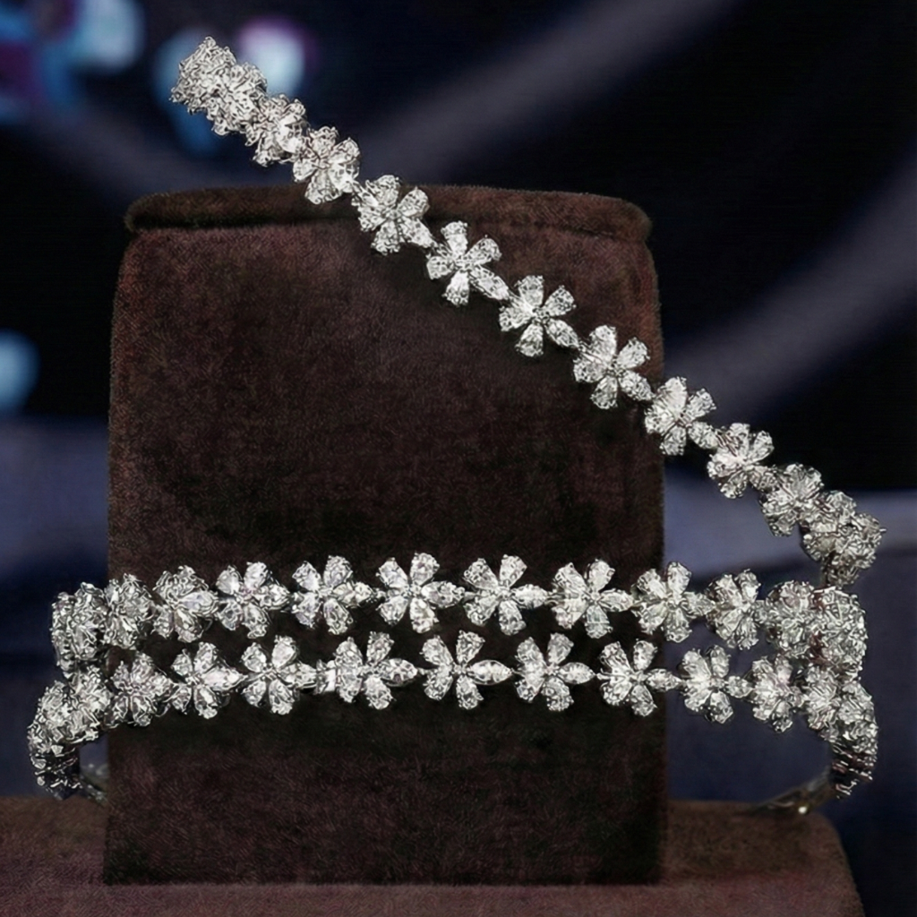 image3 The Bahar Floral Diamond Bangles - Image 1