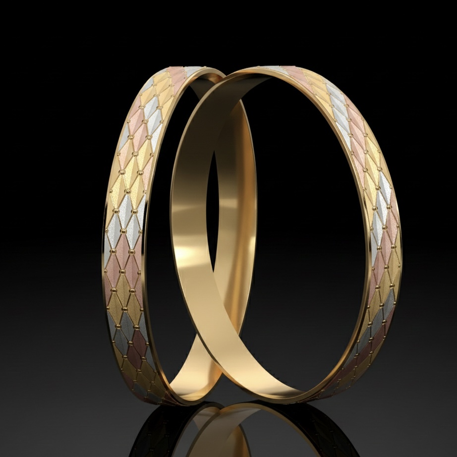 IMG_4759 Tri-Color Jharokha Bangle - Image 1