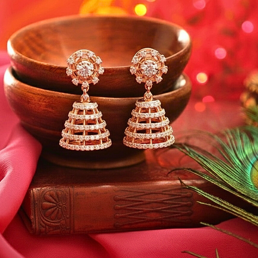 Untitled design (5) Diamond Jhumka Earrings - Image 1