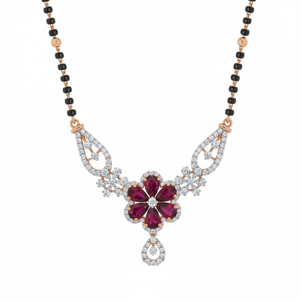 image0 (6) Ruby Diamond Mangalsutra - Image 1