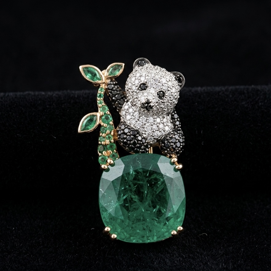 IMG_1906 Panda Diamond Brooch - Image 1