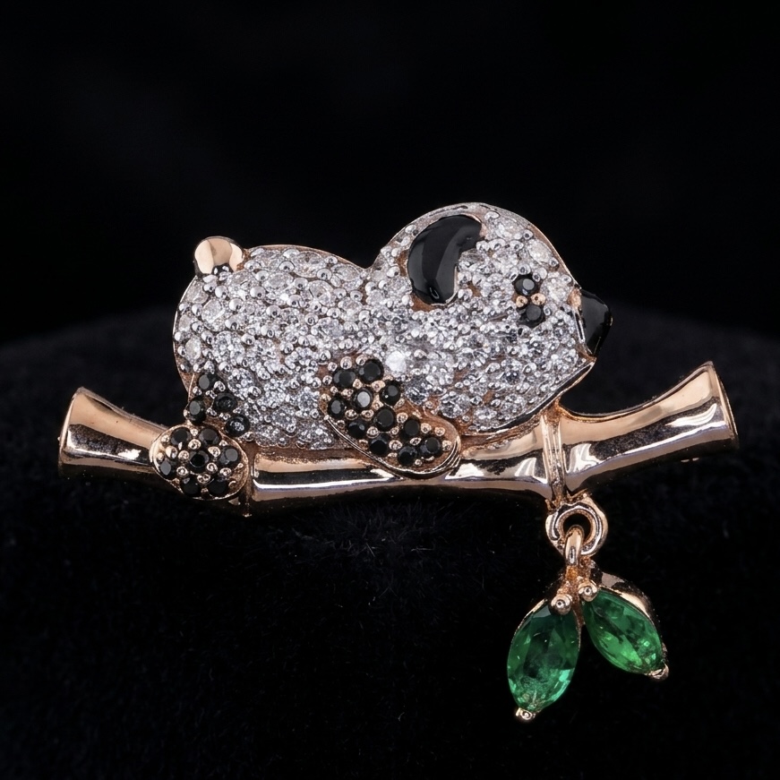 IMG_1918 Little Panda Diamond Brooch - Image 1