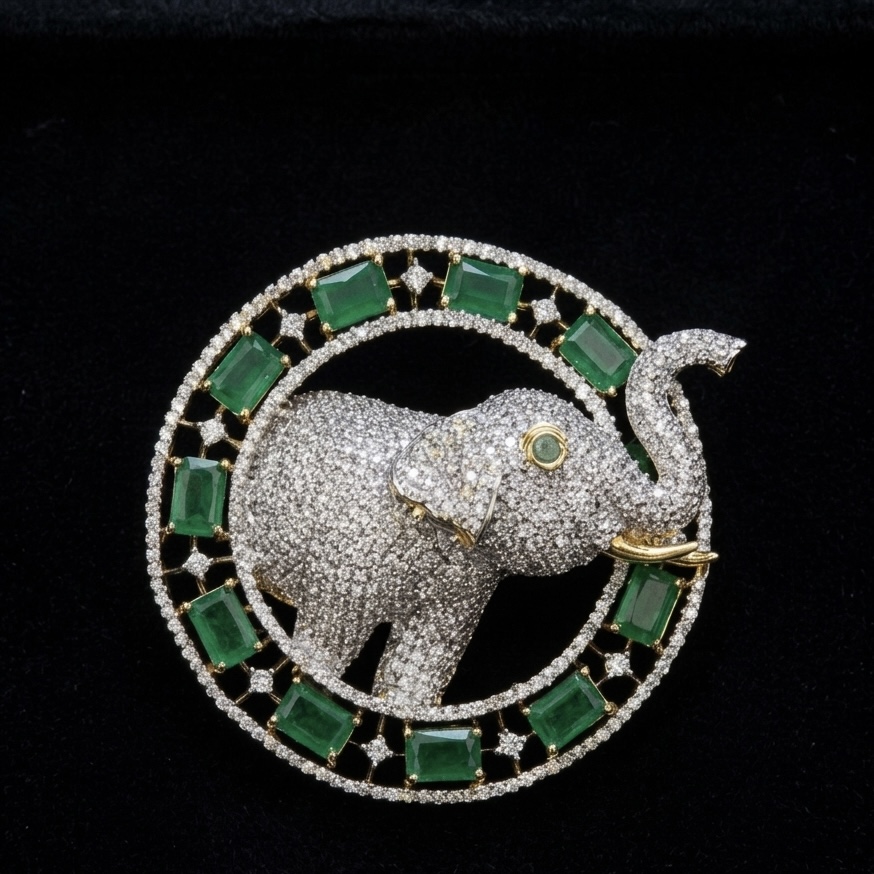 IMG_1937 Haathi Diamond Brooch - Image 1