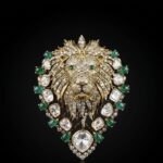 Lion Crown Diamond Brooch